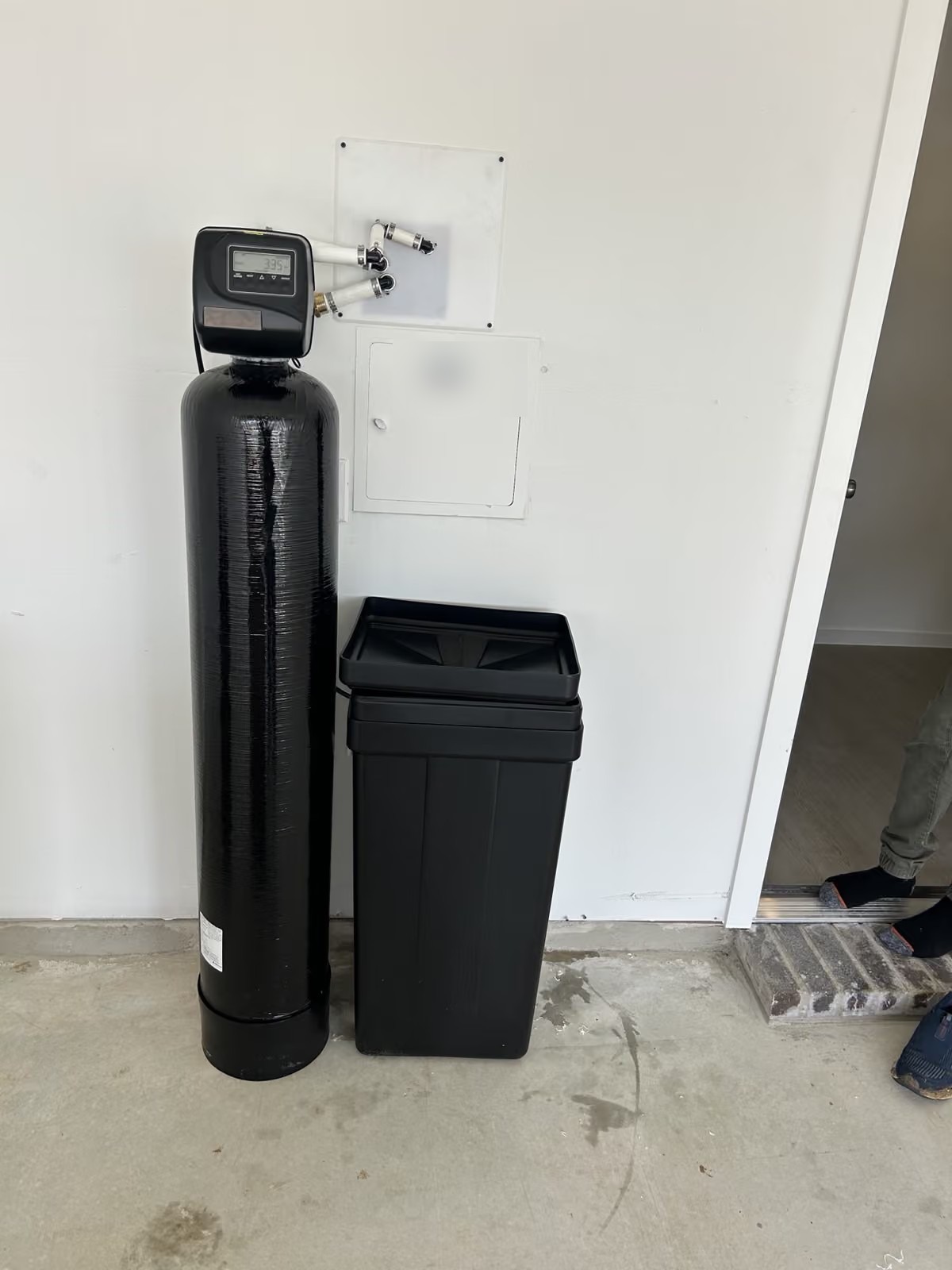 Aquanova water softener installed in a Las Vegas garage