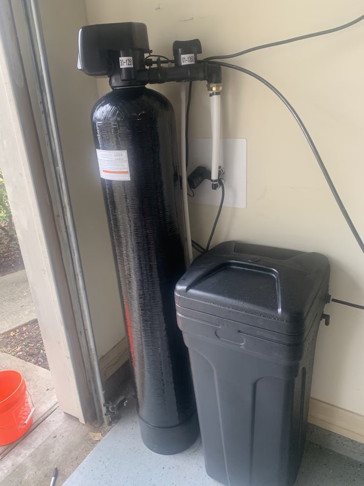 Aquanova water softener and brine tank installation